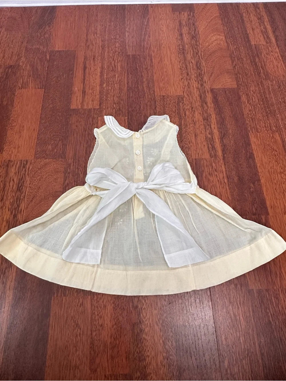 Vintage Handmade Embroidered White & Cream Baby Girl Dress Made in Philippines